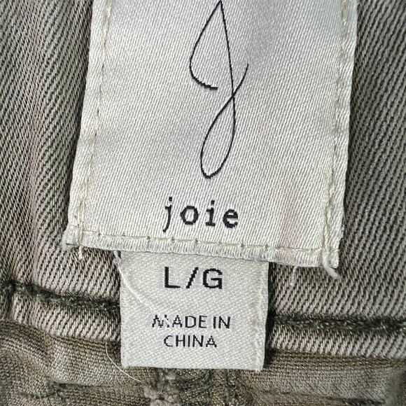Joie Pants Women's 32x26* High Rise Front Seam Crop Green Stretch Chinos Tag L - Picture 7 of 16